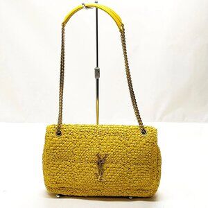 Saint Laurent Shoulder Bag Yellow Straw 995-070325
